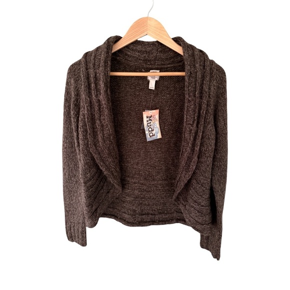 Mudd Sweaters - Mudd Brown Open Front Shawl Collar Sweater NWT Size M
